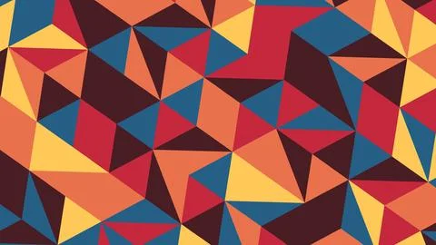 Colorful geometric pattern composed of overlapping triangles in red, orange,  Иллюстрация