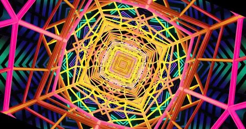 Colorful geometric pattern creates a mesmerizing tunnel effect Stock Illustration