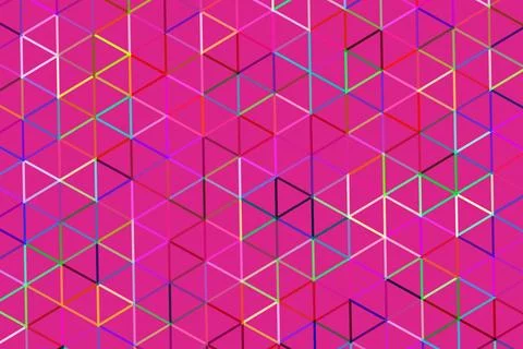 Colorful geometric pattern with cubes and pink background 库存插图