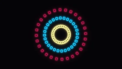 Colorful geometric pattern on dark background with bright Stock Footage 338287881