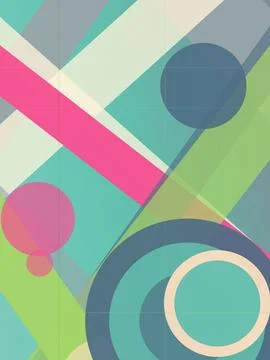 Colorful geometric pattern with diagonal stripes and overlapping circles in.. Stock Illustration