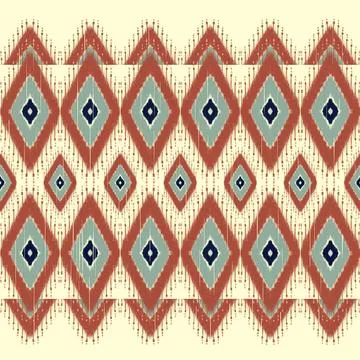 Colorful geometric pattern with diamond shapes on fabric 库存插图