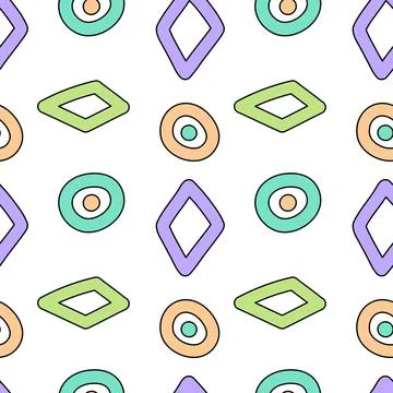 Colorful Geometric Pattern with Diamonds and Circles Stock Illustration