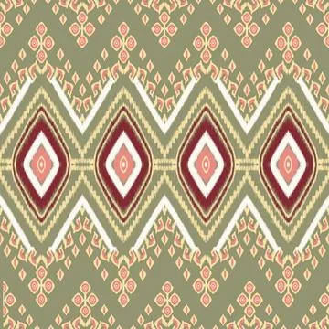 Colorful geometric pattern with diamonds and floral accents Stock Illustration