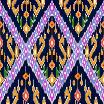 Colorful geometric pattern with diamonds and floral shapes Stock Illustration