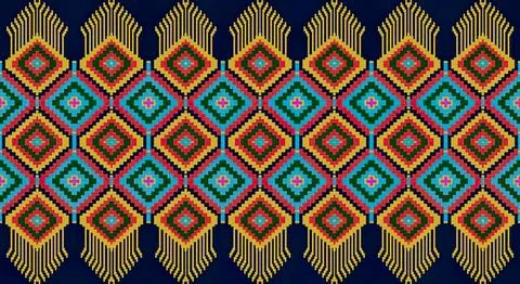 Colorful geometric pattern with diamonds and zigzags Stock Illustration