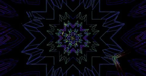 Colorful geometric pattern forming a star shape on a dark background Stock Illustration