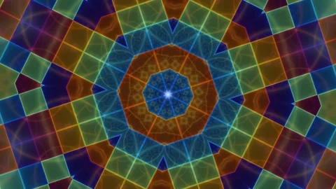 Colorful geometric pattern forms a kaleidoscope effect in Stock Footage 338003280