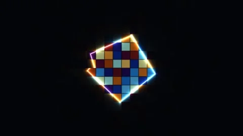 Colorful geometric pattern with glowing border on black Stock Footage 338027593