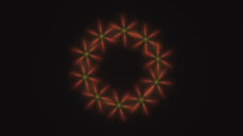 Colorful geometric pattern with glowing flowers on dark Stock Footage 338236894