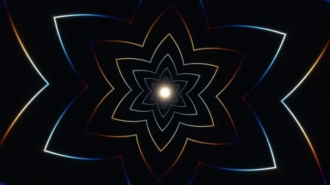 Colorful geometric pattern with glowing lines in dark Stock Footage 337962718