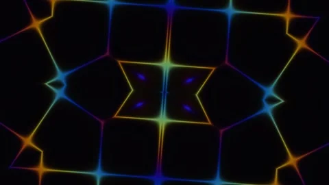 Colorful geometric pattern with glowing lines on black Stock Footage 338281014