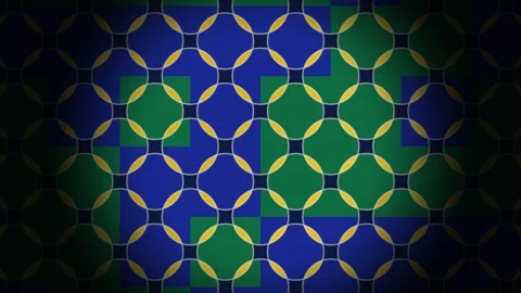 Colorful geometric pattern with green and yellow on blue Stock Footage 338304434