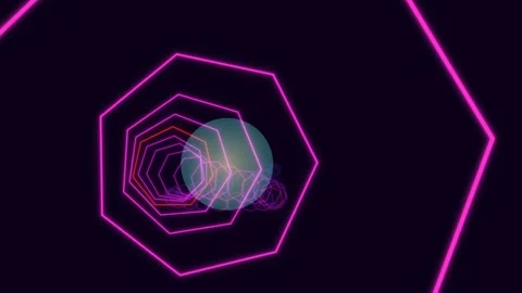 Colorful geometric pattern with hexagons and glowing lights Stock Footage 337301510