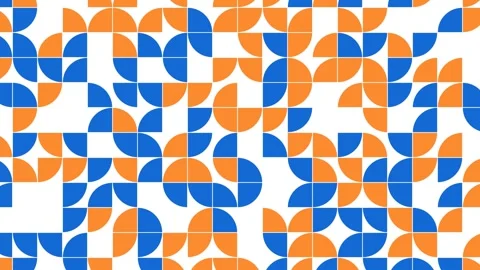 Colorful Geometric Pattern Inspired by Bauhaus Design in Orange and Blue Tone Stock Footage 316798501