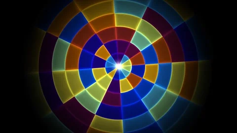 Colorful geometric pattern with lights and shapes in dark Stock Footage 338017401