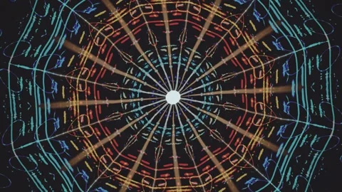 Colorful geometric pattern with lines and shapes in circular design Stock Footage 337377957