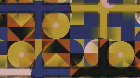 Colorful geometric pattern with moving figures in square. Motion. Beautiful Stock Illustration