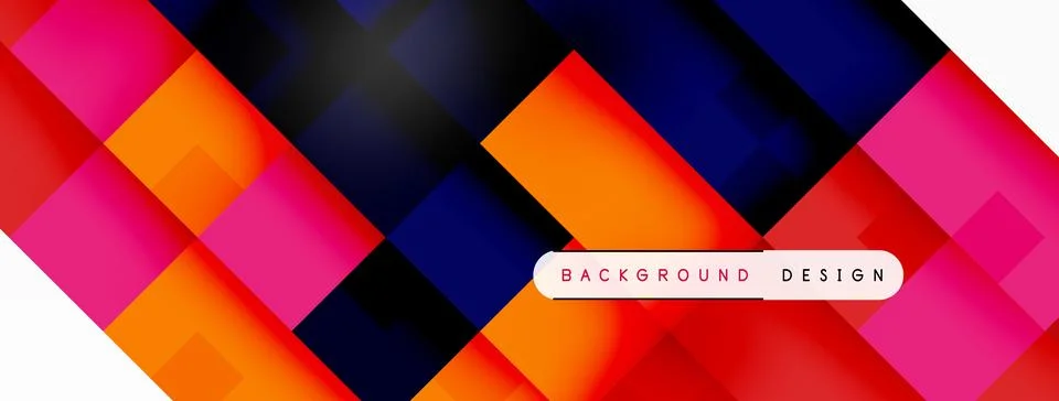 Colorful geometric pattern on orange rectangle with white border Illustrazione stock