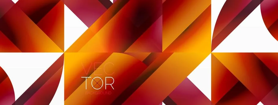Colorful geometric pattern with orange triangles and lines on a white background Stock Illustration