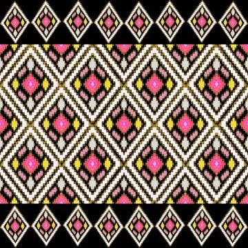 Colorful geometric pattern with pink, green, and black details Stock Illustration