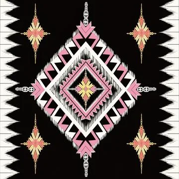 Colorful geometric pattern with pink, orange, and black design Stock Illustration