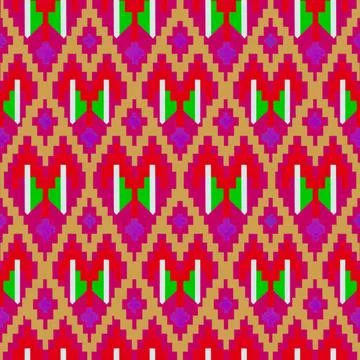 Colorful geometric pattern with pink red green and purple shades Stock Illustration