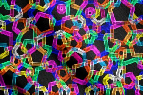 Colorful geometric pattern from polygons waving with detailed fabric texture 스톡 일러스트