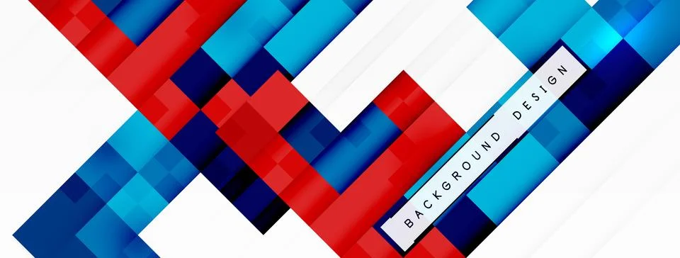 Colorful geometric pattern on red, blue, and white background Stock Illustration