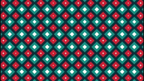 Colorful geometric pattern in red, teal, and white displayed on a flat surfac Stock Footage 332644584