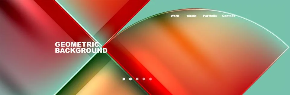 Colorful geometric pattern with red triangles and circles on a green background Stock Illustration
