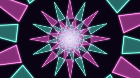 Colorful geometric pattern with rotating shapes on black background Stock Footage 336994595