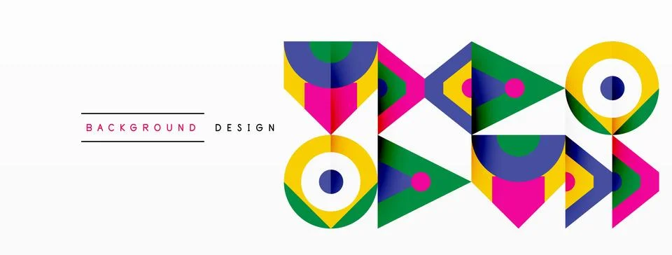 A colorful geometric pattern with a ruler on a white background Stock Illustration