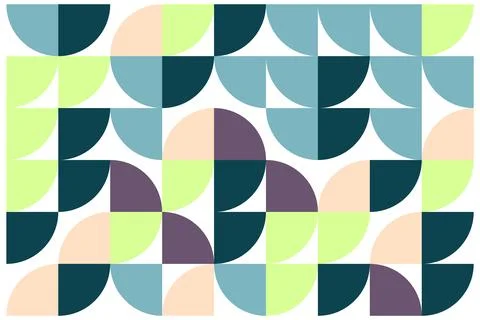 Colorful geometric pattern with semicircles and quarter circles in green, blue Illustrazione stock