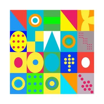 Colorful Geometric Pattern with Shapes and Dots Isolated on Transparent Bac.. Stock Illustration