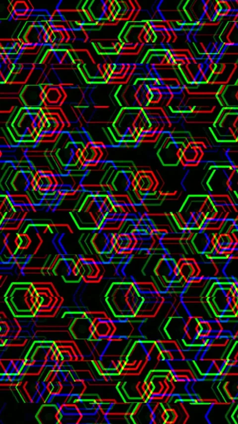 Colorful geometric pattern shows overlapping shapes and lines Video stock 331686993
