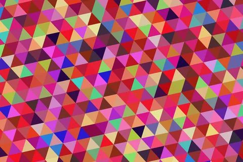 Colorful geometric pattern of small triangles in bright shades Stock Illustration