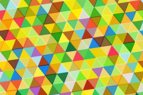 Colorful geometric pattern of small triangles in bright shades Stock Photos