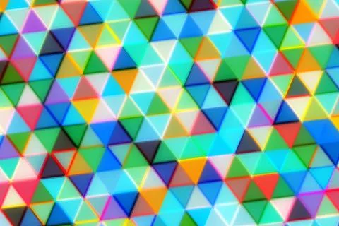 Colorful geometric pattern of small triangles in bright shades Stock Photos