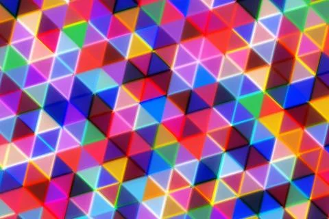 Colorful geometric pattern of small triangles in vibrant shades Stock Photos