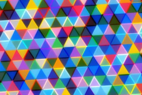 Colorful geometric pattern of small triangles on vibrant background Stock Photos