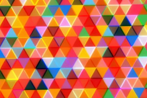 Colorful geometric pattern of small triangles in bright shades Stock Photos