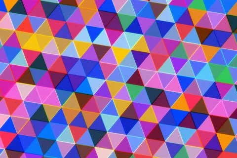 Colorful geometric pattern of small triangles in bright shades Stock Photos