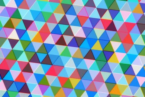 Colorful geometric pattern of small triangles in vibrant shades Stock Photos