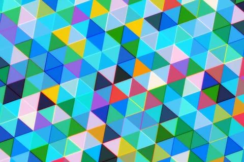 Colorful geometric pattern of small triangles and cubes Stock Photos