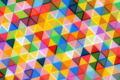 Colorful geometric pattern of small triangles in bright shades Stock Photos