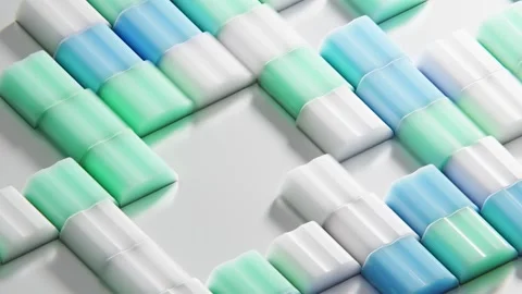 Colorful geometric pattern smoothly changes on a white background, creating an Stock Footage 347879813
