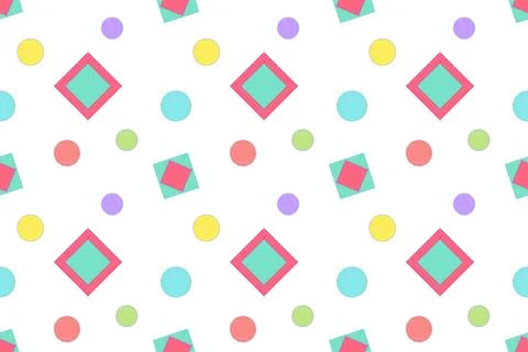 Colorful Geometric Pattern with Squares and Circles Stock Illustration