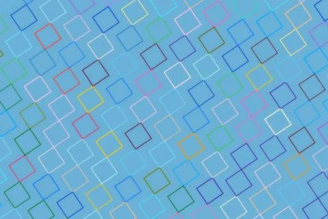 Colorful geometric pattern with squares and circles on blue Illustrazione stock