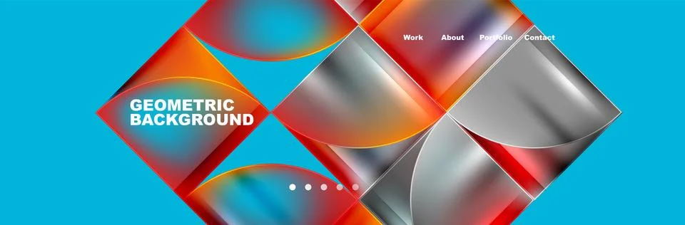 Colorful geometric pattern with squares, circles on an electric blue background Illustrazione stock